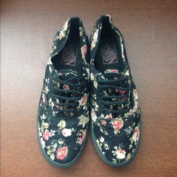 Floral black vans