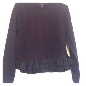 J. Crew Black Ruffle Sweater