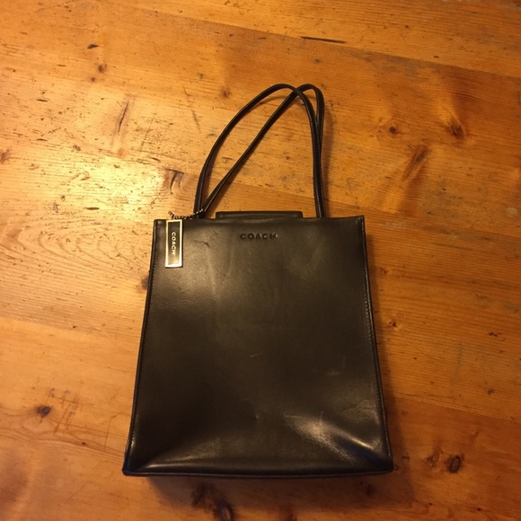 Small black leather coach bag