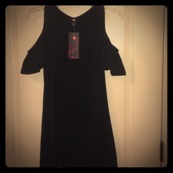 Black cut out ruffle sleeve dress