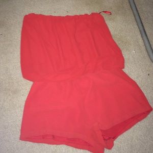 Red strapless romper NWOT