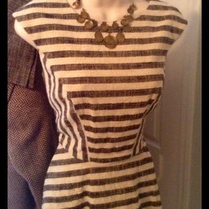 Etcetera Peplum Striped Top