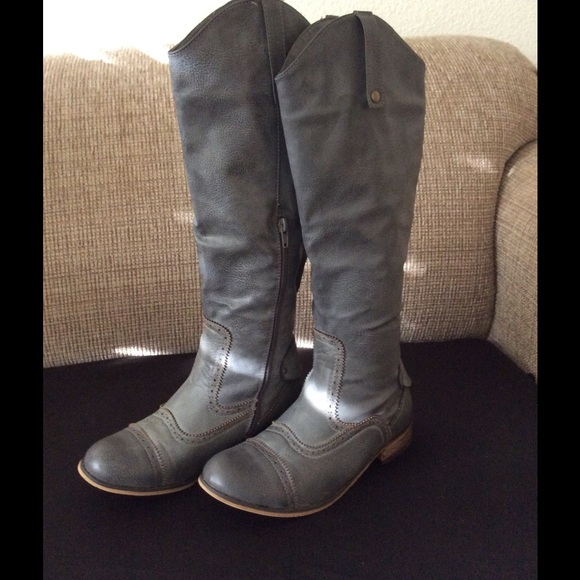 Gray Tall Riding Boots