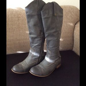 Gray Tall Riding Boots