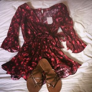 Free People Printed Flutter-Detail Romper