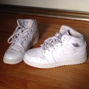 White Air Jordan 1's Mid