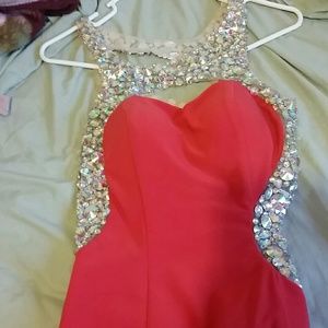 Red and silver prom dress