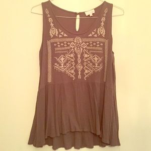 Dark Green Tank-Top w/ Embroidered Front
