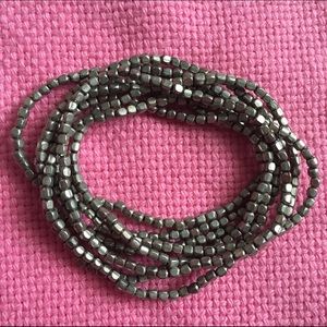 Stacked Stretch Pewter Bracelets!