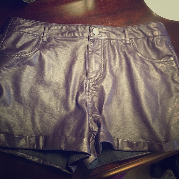 Dark purple pleather shorts