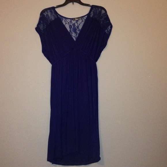 Navy blue lace vneck dress