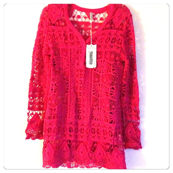 Dipped Henley Crochet Top for sale as is.