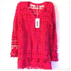 Dipped Henley Crochet Top for sale as is.