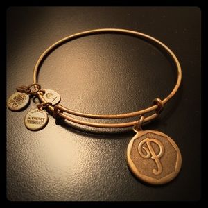 ALEX AND ANI Gold "P" bangle