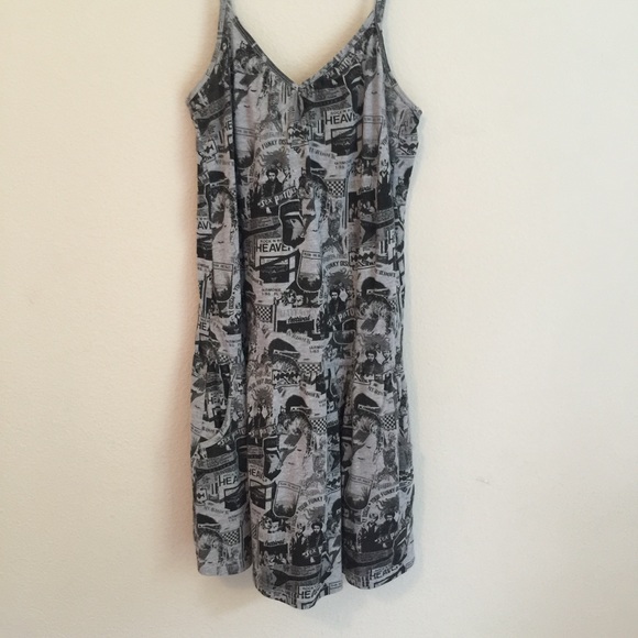 Cotton Graphic print dress in grey and black