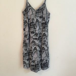 Cotton Graphic print dress in grey and black