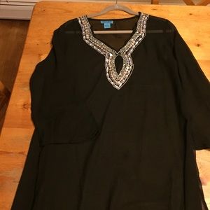 Black embellished chiffon tunic