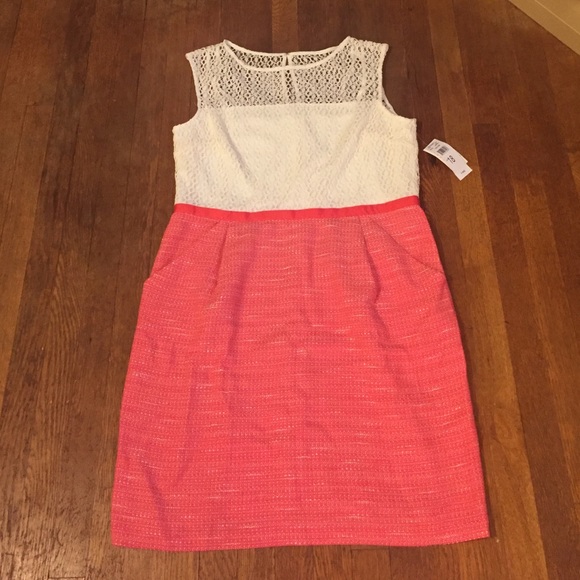 Pink and white pencil dress.