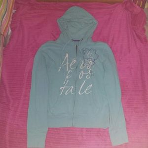 Zip up hoodie. Aerolostale XL. Light blue