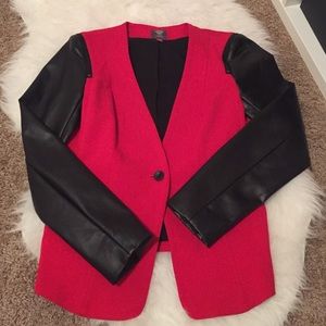 Vince Camuto Leather Sleeved Blazer