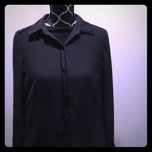 Velvet Trimmed Sheer Black Shirt