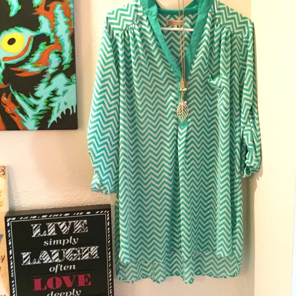 Adorable plus size mint chevron top