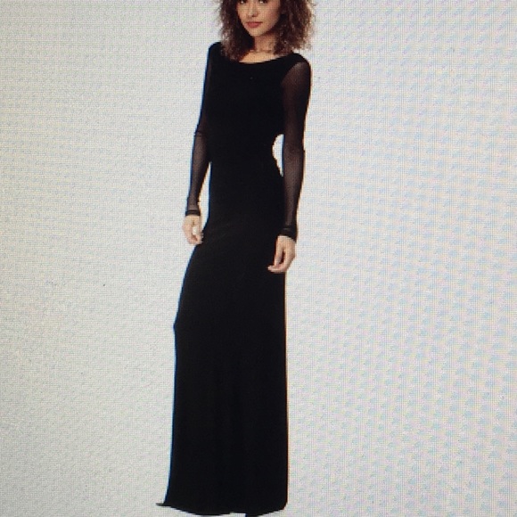 Black full length open back gown