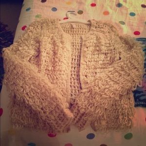 Tan big loop cardigan sweater