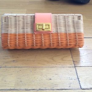 J.Crew rattan clutch, never used