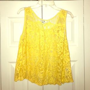 Forever 21 yellow lacey crop top
