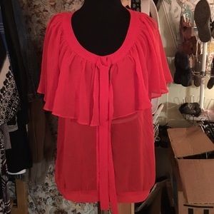 Red sheer top