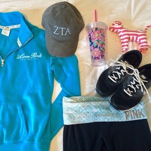 VS Pink Turquoise Quarter Zip