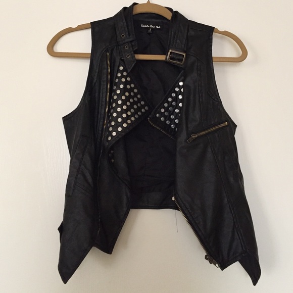 Black studded (sliver and gold) faux leather vest