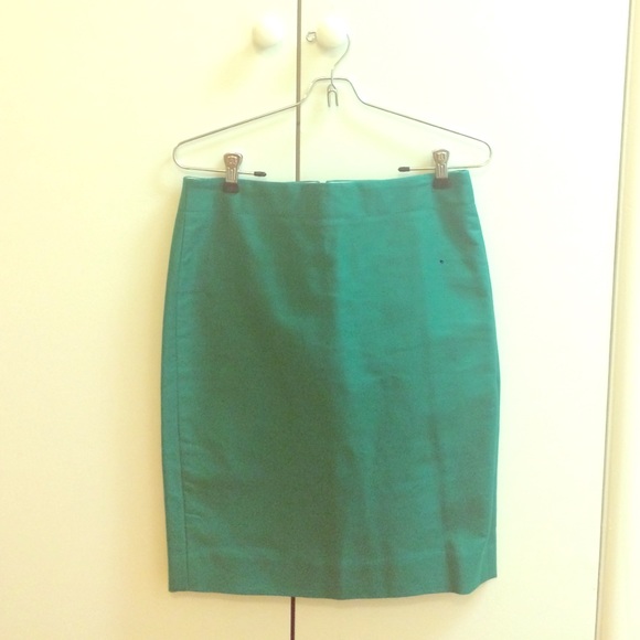 J Crew No. 2 Pencil Skirt in Jade Green