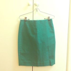 J Crew No. 2 Pencil Skirt in Jade Green