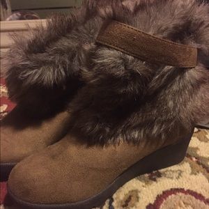 Furry Wedged Boots