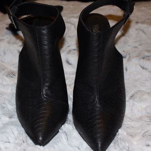 Black matte snake print sling back bootie
