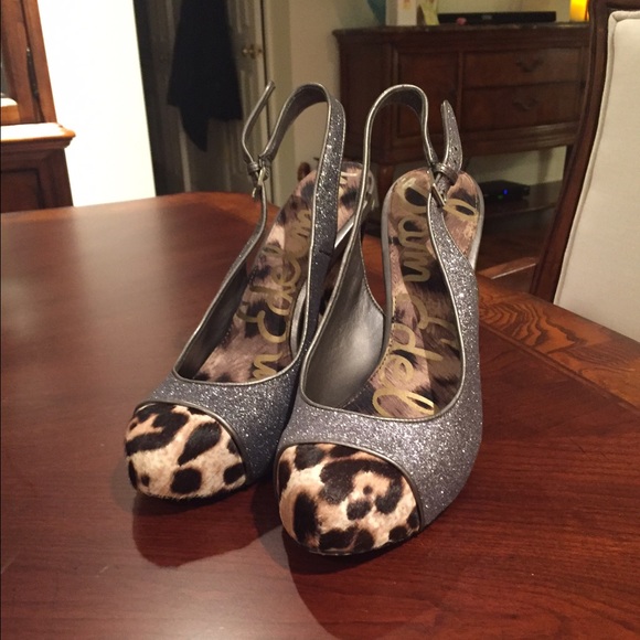 Sam Edelman leopard & silver sparkled shoes