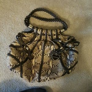 Bebe leather snake print hobo purse