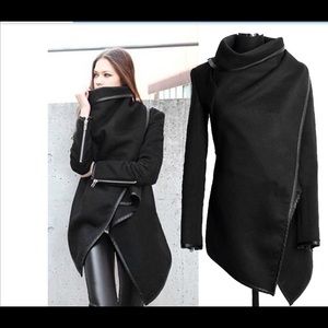 Black drape waterfall coat.