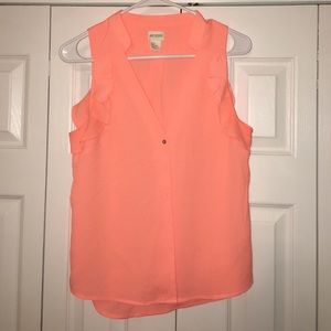 H&M orange button up sleeveless top