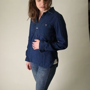 Madewell polka dot chambray shirt