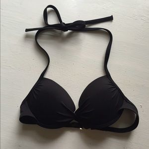 Victoria's Secret Black Bikini Top Push Up NEW 32A