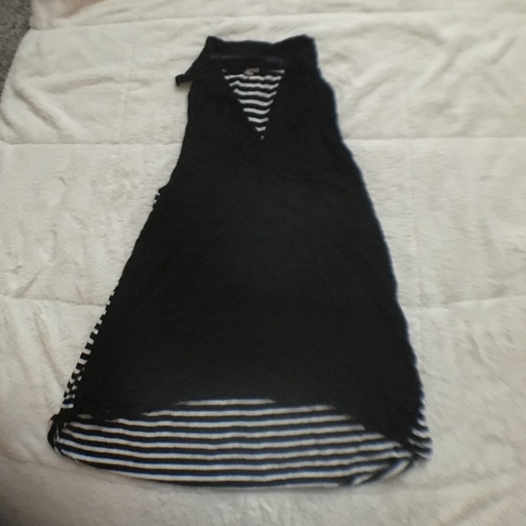 Black and white striped high low tank top