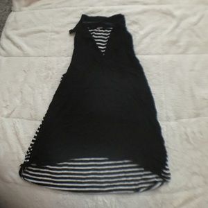 Black and white striped high low tank top
