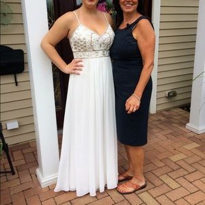 SueWong white prom dress with straps!