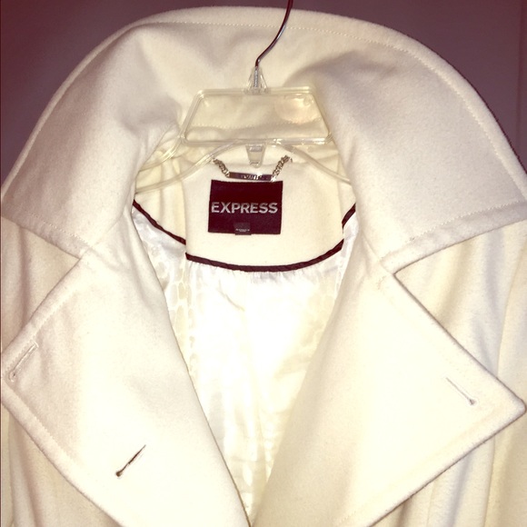 Express Wool Fit and Flare Ivory Trench Coat