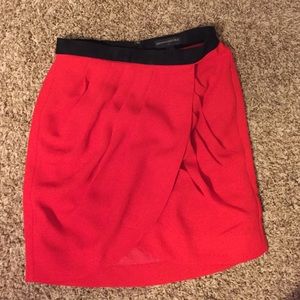 Red, polyester lined skirt