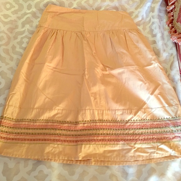 Gold, Beaded Hem 100% Cotton Skirt, sz 1