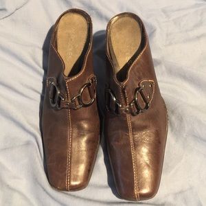 Brown slip on dress shoes by aerosoles